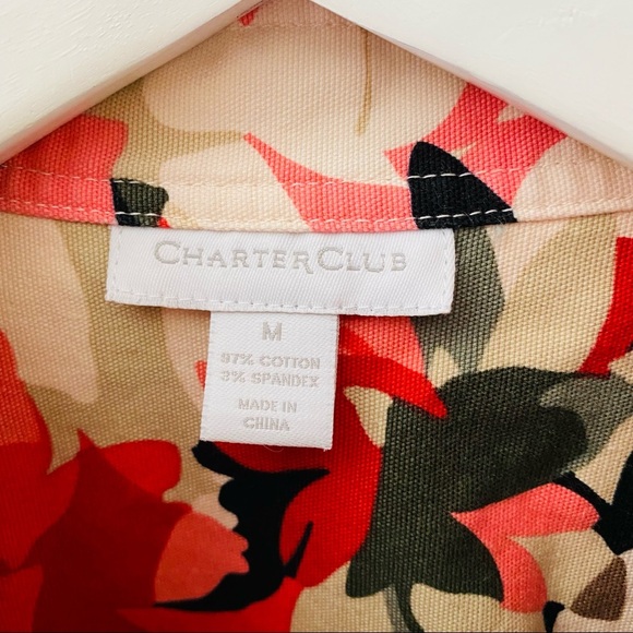 Charter Club Floral Print Button Up Jacket Sz Medium - Picture 4 of 10